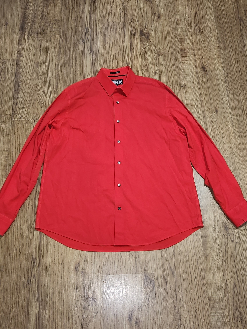 Express Men's Bright Red Long-Sleeve Dress Shirt